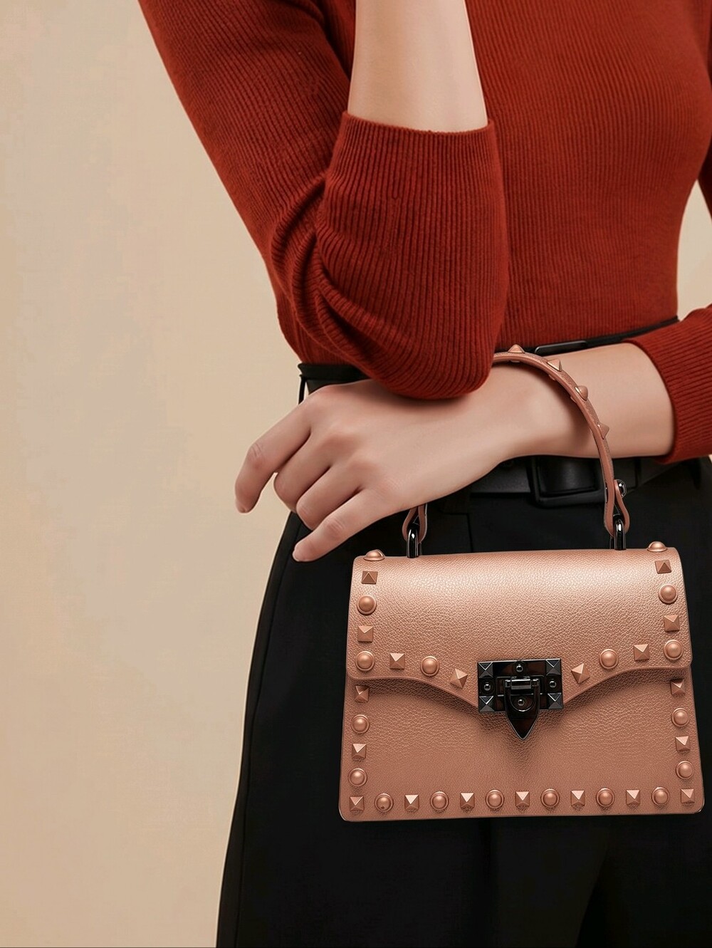 Wanted Rose Gold Studded Jelly Handbag NWT Rockstud Edgy Moto Y2K Punk